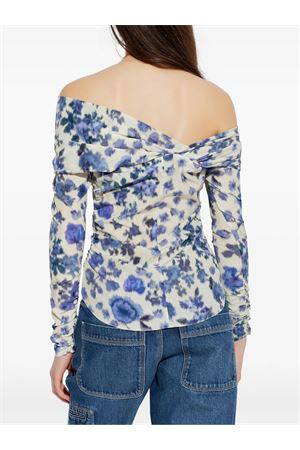 Danka Printed Draped Stretch Silk Top ISABEL MARANT | HT0822FAD1J11I30BU